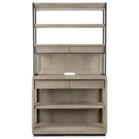 Contemporary Server with Open Hutch and 4 Drawers